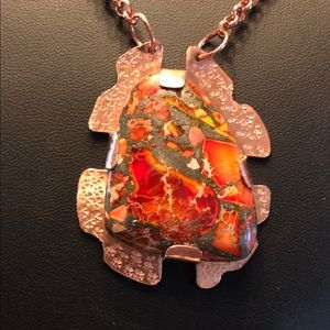 Copper & Orange Cabochon Necklace C-3-20